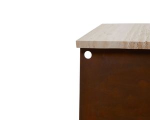FRAMA 64 Bench | Corten Steel / Travertine